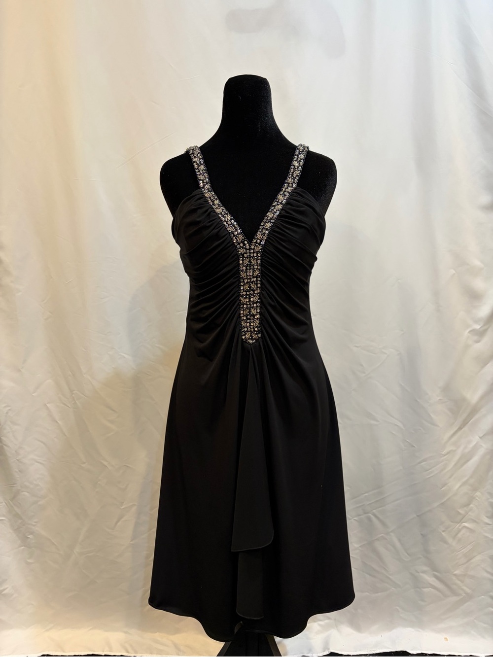 JS Boutique Black Dress w/ Beaded Neckline & Straps